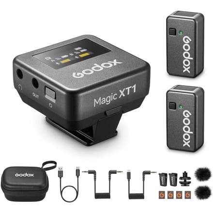 Godox Magic XT1 One-Trigger-Two 2.4G Draadloos Microfoonsysteem Magnetische Clip-on Microfoons zwart