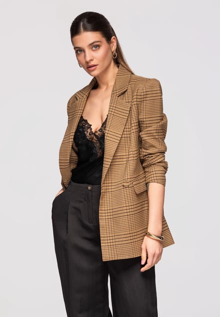 OMBRE Blazer - Regular Fit - Lange Mouw - Knopen Bruin S