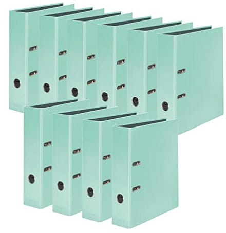 10 stuks Pastellkleurige Ordners voor DIN A4 - Mint Groen - 8 cm Breed