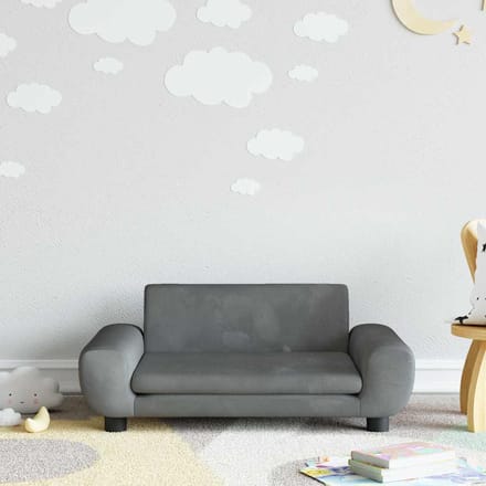 vidaXL - Kinderbank - 70x45x33 - cm - fluweel - donkergrijs