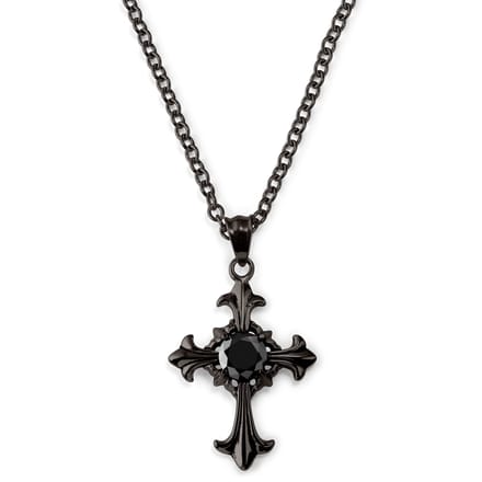 Gunmetalkleurige Gotische Kruisketting
