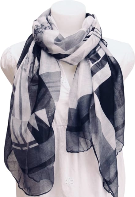 Lange Dunne Sjaal - Print - Grijs - 180 x 80 cm (2116#)