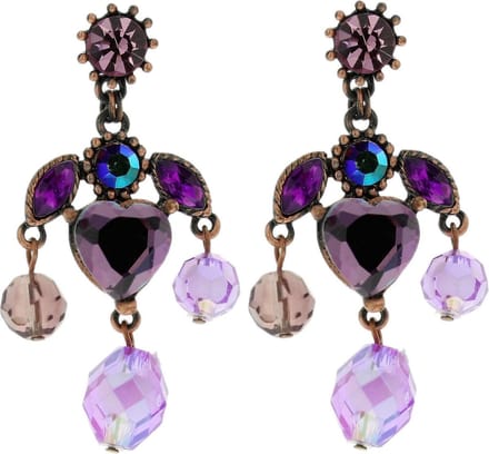 Behave - paarse oorstekers met hart - retro chic - avondaccessoire
