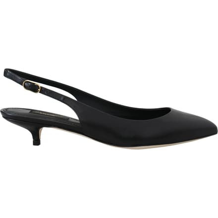 Dolce & Gabbana Zwarte Leren Slingback Hakken Pumps Schoenen