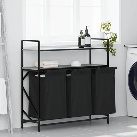 vidaXL - Wasmand - 3 - vakken - met - planken - grijs - sonoma - eiken