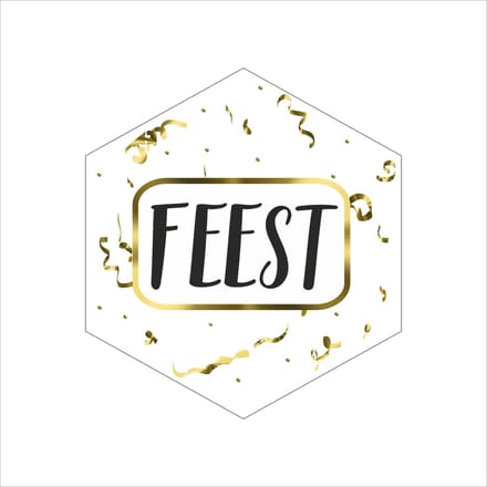 Trendy Sluitstickers - Rol 250 Stuks - "Feest" - Etiketten - Sluitzegels
