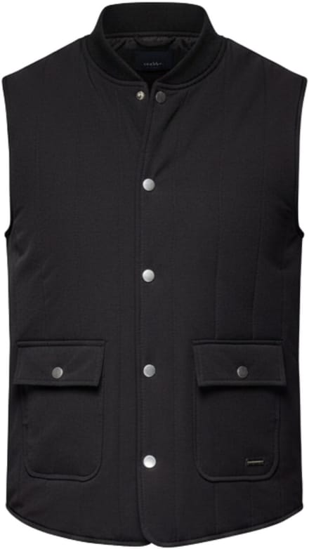 OMBRE Gilet - Regular Fit - Drukknopen - Effen Zwart S/M