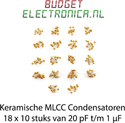 Keramische Condensator Pakket - 180 stuks – 20pF t/m 1uF – 50 Volt - Electronica - Componenten - Breadboard – Arduino – Raspberry