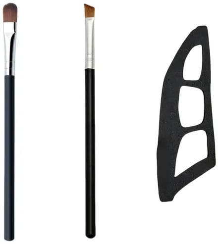 DW4Trading Herbruikbaar Oogschaduw Sjabloon met 2 Kwastjes - Set van 3 Stuks - Oogmakeup Assistent