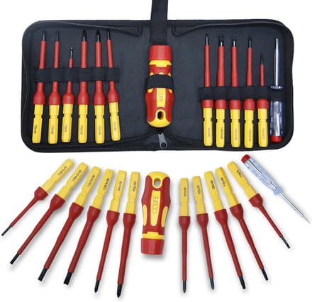 13-delige VDE geïsoleerde schroevendraaier met wisselbladenset, magnetische schroevendraaier incl. spanningstester, sleuf, PH & PZ & Torx set
