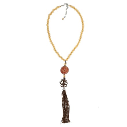 Behave - Kralen ketting - Bruin - Kwast hanger - Dames