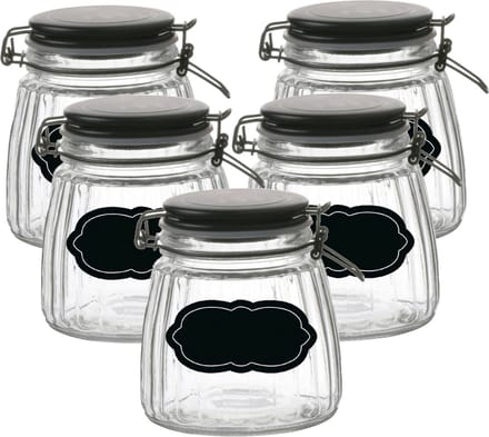 Weckpot/inmaakpot - 10x - 1L - glas - met beugelsluiting - incl. etiketten