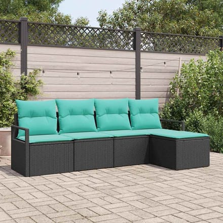 vidaXL Bankstel 5 st Zwart poly rattan