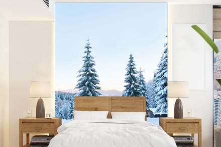 Behang - Fotobehang Winter - Sneeuw - Bomen - Breedte 190 cm x hoogte 260 cm