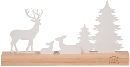 UNUS® Staander decoratieve herten met bomen wit winterdecoratie met bamboevoe