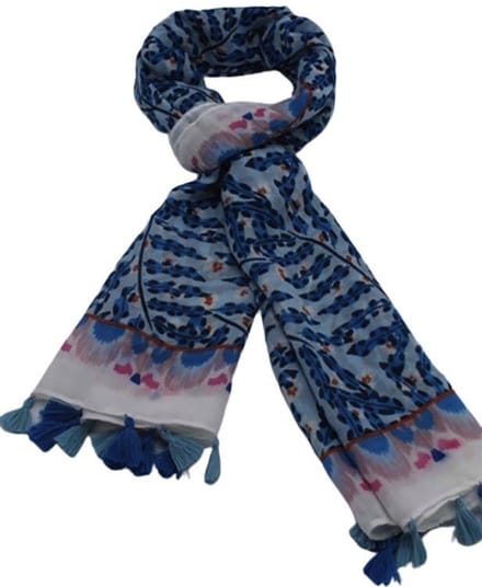 Sjaal Dames Zomer Sjaal Blauw Roze Gebloemd