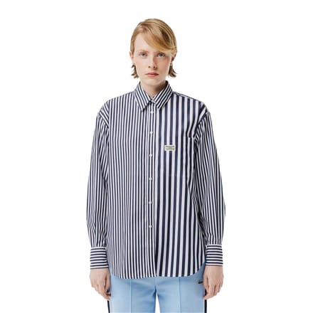 Lacoste Dames-katoenen overhemd met strepen van Bandier (Marine)
