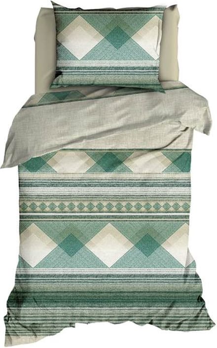 Satin d'Or Courban Dekbedovertrek - Eenpersoons - 1-persoons (140x200/220 cm + 1 sloop) - Saliegroen