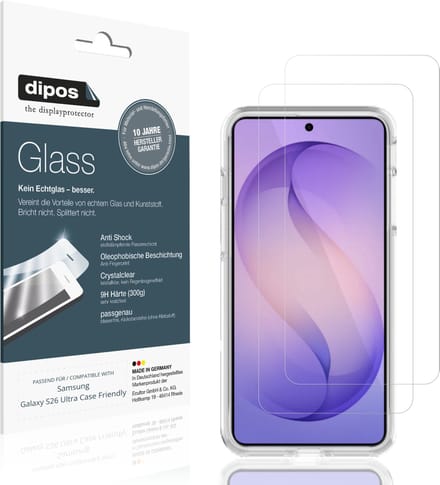 dipos – 2x Pantserfolie geschikt voor Samsung Galaxy S26 Ultra Case Friendly | 9H Screenprotector
