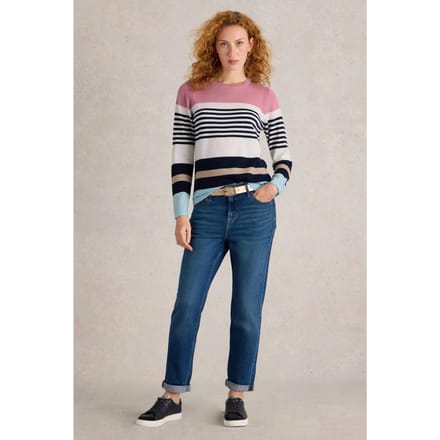 White Stuff Stripe Crew Merino Pink Multi Größe: 20 | Pullover Outlet | Damen | Rosa