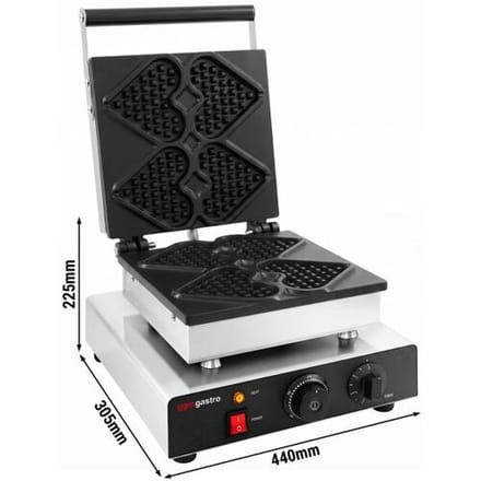GGM Gastro Waffeleisen - Einzeln - Manuell - 1,75 kW - Form: Mini-Herz - Backplatten teflonbeschichtet