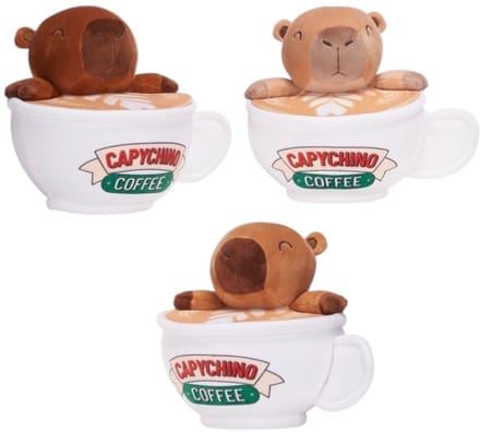 Pluche Capybara Capycino 3 assorti 17,5cm, Cappucino ( 1 stuk geleverd)