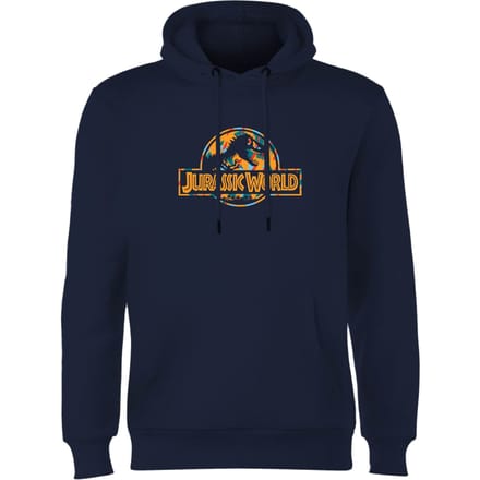 Jurassic Park Logo Tropical Hoodie - Navy - S