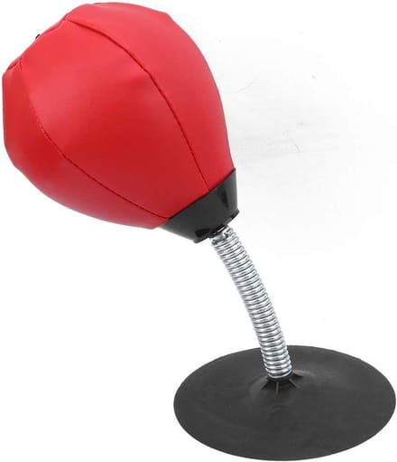 Boksbal Bureau - Stressbal Bokszak - Stress Verlichten - Hoge Kwaliteit PU - 19 x 19 x 11 cm - Wit