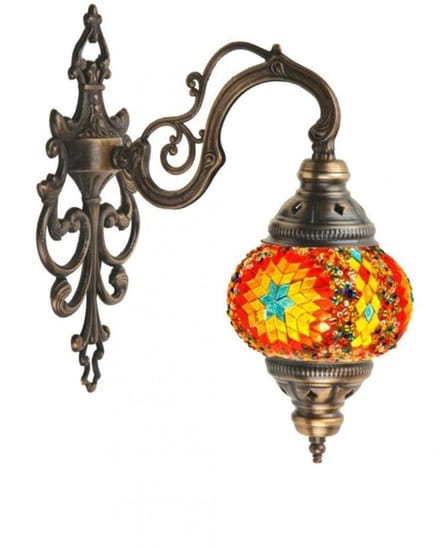Turkse Wandlamp - in Marokkaanse stijl - Oosterse mozaïek - Sfeerverlichting - rode ster