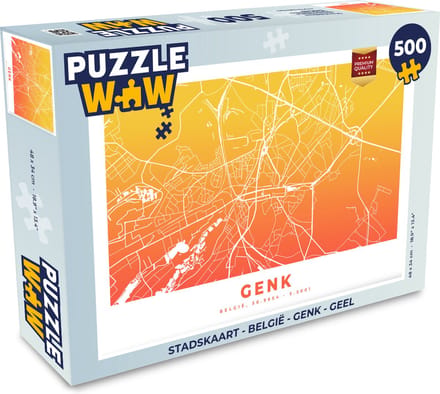 Puzzel Stadskaart - België - Genk - Geel - Legpuzzel - Puzzel 500 stukjes - Plattegrond