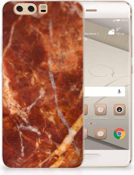 Huawei P10 Plus TPU Siliconen Hoesje Marmer Bruin