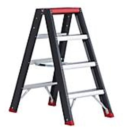 Professional Topline trapladder, 2-zijdig, alu, 2 x 4 treden