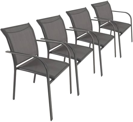 sweeek - Set van 4 tuinstoelen van aluminium en textileen 62 x 55 x 84 cm - amara