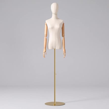 Dames Etalagepop - Kledingpop Paspop - Kleding Presenteren - Verstelbare Hoogte - 37cm Schouder - Zandkleur