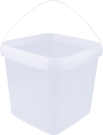 Emmer met deksel - 8,7 liter - vierkant - transparant