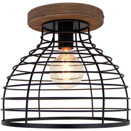 Brilliant Avia - Plafondlamp - E27 max 1x40W - Zwart/Houtkleur