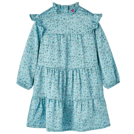 vidaXL - Kinderjurk - met - lange - mouwen - 116 - blauw