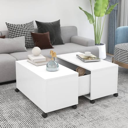 vidaXL - Salontafel - 75x75x38 - cm - bewerkt - hout - wit