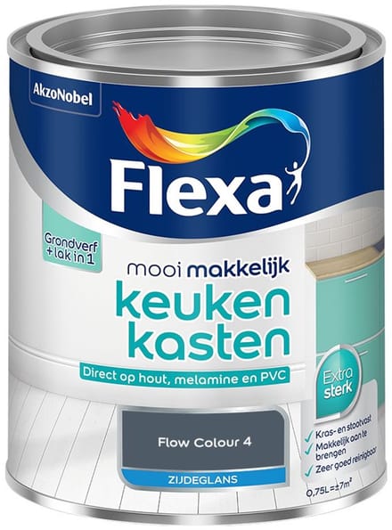 Flexa - Mooi Makkelijk Keukenkasten Zijdeglans - Flow Colour 4 - Mengverf - 750 Ml