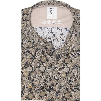 R2 Overhemd Knitted Paisley Beige - Maat 40 - Heren - Overhemden Casual