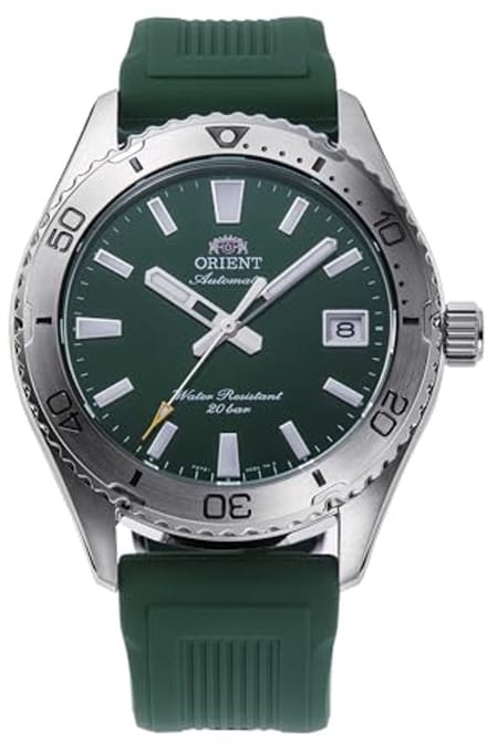 Automatisch herenhorloge met groene wijzerplaat en rubberen band