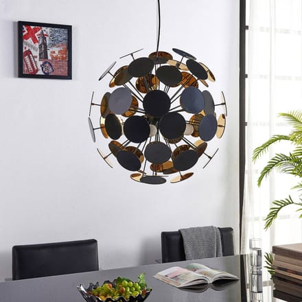 Lindby - hanglamp - 5lichts - Plastic, metaal - E14 - zwart, goud