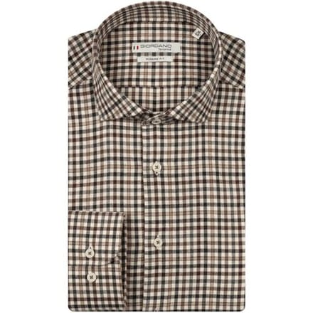 Giordano Overhemd Row Cutaway Soft Flanel Check Kitt-Bruin / male