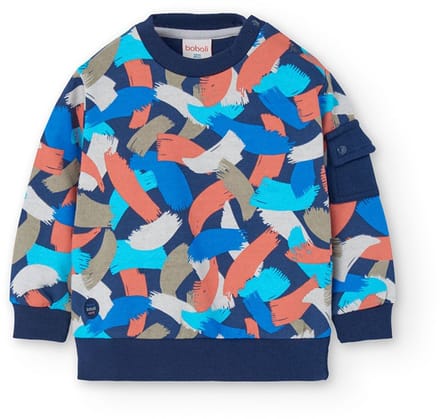Boboli Fleece Printed Trui Blauw 18 Months Jongen