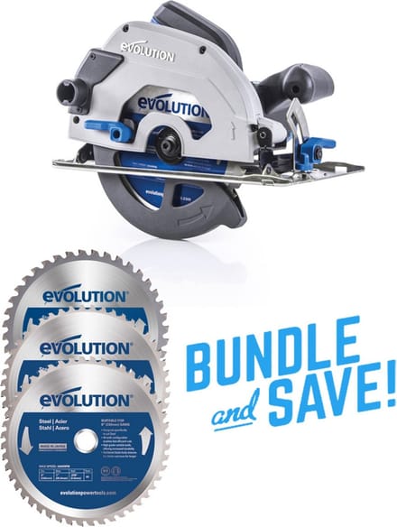 EVOLUTION - COMBOPACK S185CCSL + 2 X ZAAGBLAD IJZER - DIA 185 MM - 1600W - 8KG