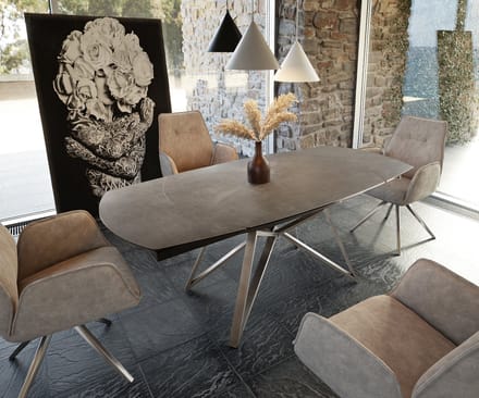 Eettafel Carlow bruin keramiek 130/200x95x76cm uitschuifbaar