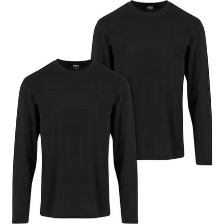 Urban Classics - Basic 2pack Longsleeve shirt - 5XL - Zwart/Zwart