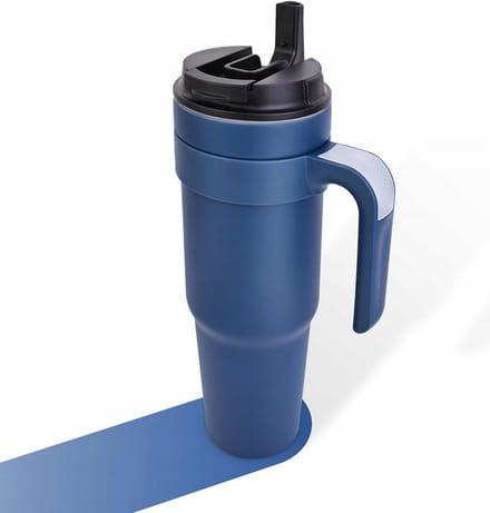 Blauwe Thermosbeker 1200ml met RVS Handvat - Lekvrij & Geïsoleerd