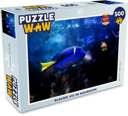 Puzzel Blauwe vis in aquarium - Legpuzzel - Puzzel 500 stukjes