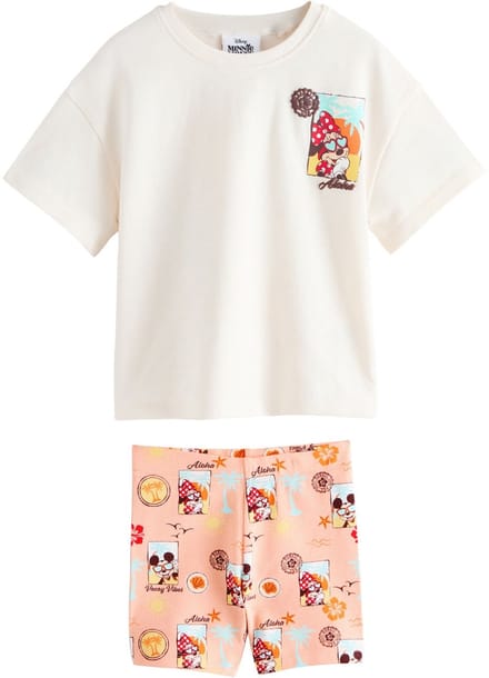 Next - Meisjes - Minnie Mouse Fietsbroekenset - Crème